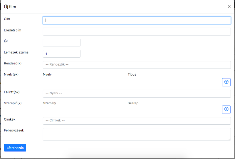 Film hozzáadása / szerkesztése
